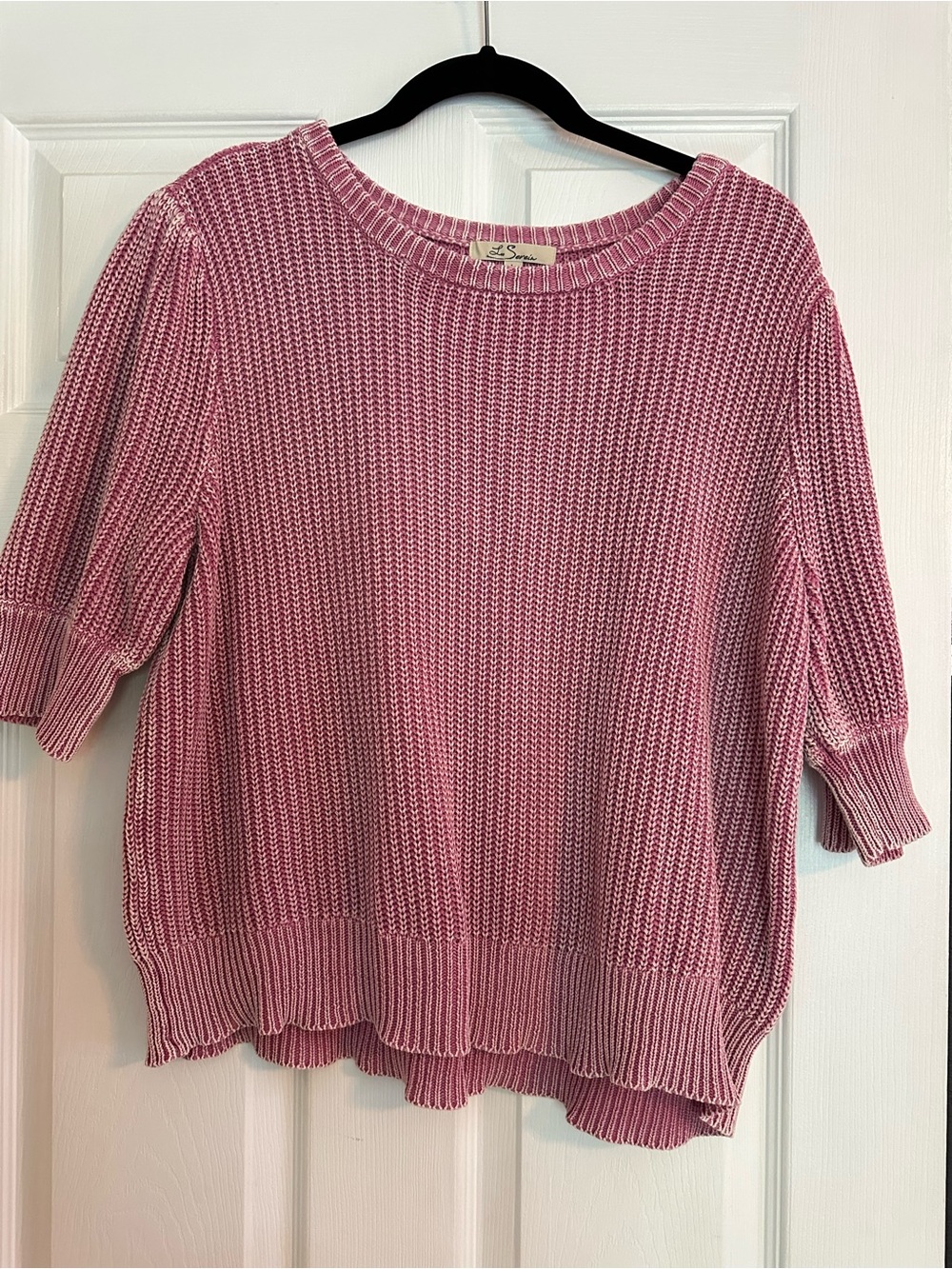 Pink Knit Short-Sleeve Sweater